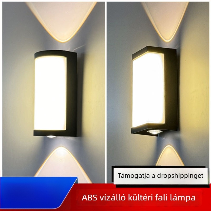 Egyszerű kültéri falikar, vízálló és háromszoros védelemmel, kertbe, villa bejáratához, erkélyre és teraszra, rendkívül fényes