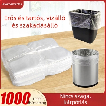 Szállodai szobákhoz tervezett egyszer használatos szemeteszsákok, fehér és fekete és átlátszó színekben, vastagított kivitel, lapos szájú, méret 45×45×50 cm