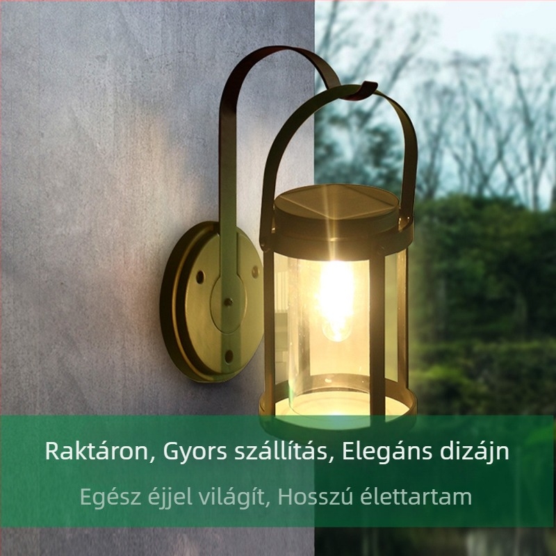 Egyedi napelemes falikar, hordozható kültéri kertdekorációs lámpa, vízálló villa kerítéslámpa