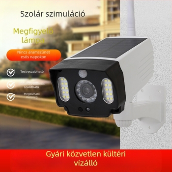 Napelemes mozgásérzékelős hamis felügyeleti kamera lámpa, kertre és kültéri falra
