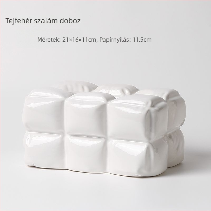 Skandináv stílusú kerámiás zsebkendő doboz eltávolítható betéttel — elegáns nappali dekoráció