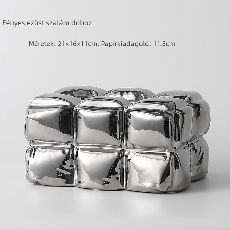 Skandináv stílusú kerámiás zsebkendő doboz eltávolítható betéttel — elegáns nappali dekoráció