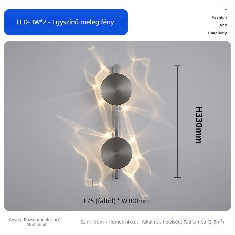 Tölthető olasz minimalist design falikar, fény-árnyék effektussal, nappaliba vagy hálószobába.