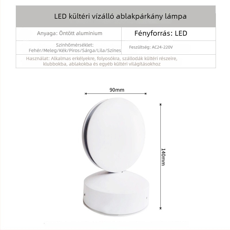 RGB LED falra szerelt fény ajtókerethez és ablakpárkányhoz, közlekedő és KTV területre, 360°-os fénysugár, alumínium ház, IP67, 220V