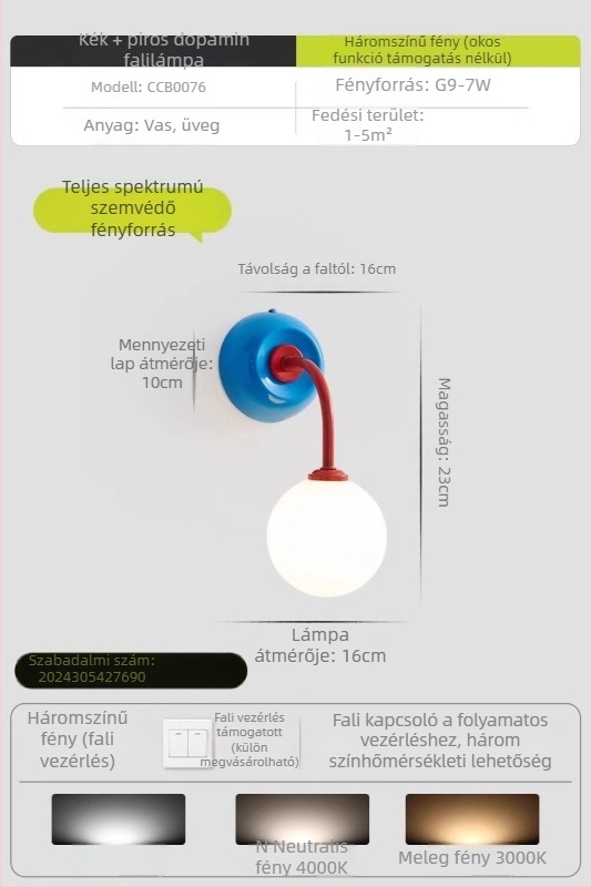 Krémszínű fali lámpa hálószobába, éjjeli lámpa, gyerekszobába és nappaliba – dekoratív falikar