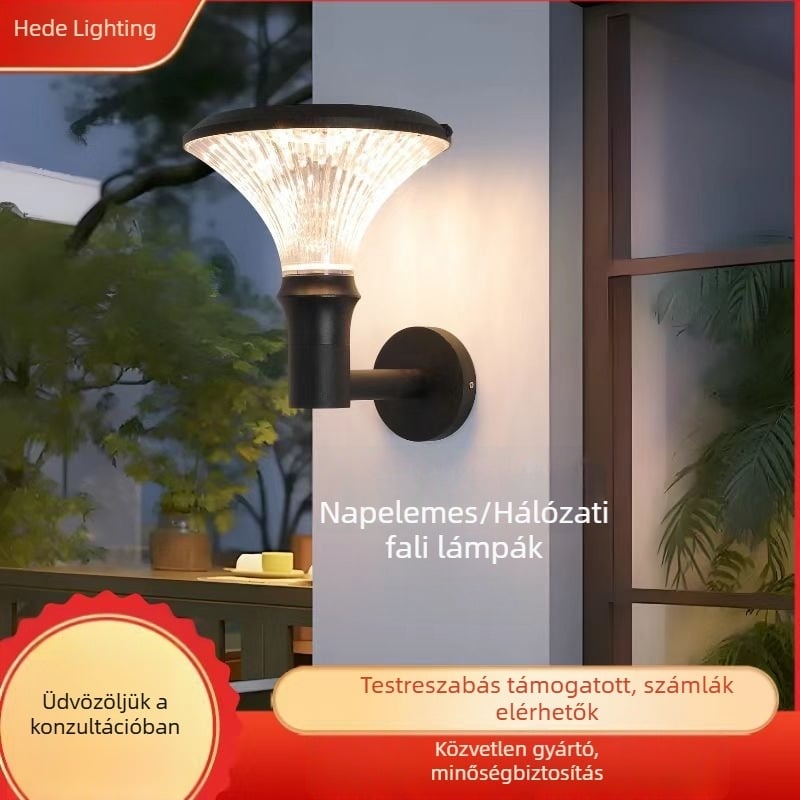 Napelemes falikar kerthez – modern, minimalist exterior világítás, alumínium ház