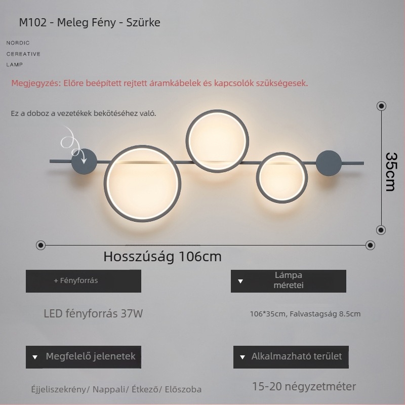 Designer stílusú falikar, Nordic LED, vasból készült testtel, nappali, folyosó, lépcsőház és hálószoba