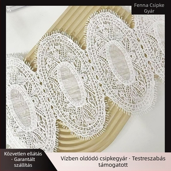 Klasszikus pamut hímzés, 3D csipkés szegély, kör alakú és széles csíkos motívumok, vízben oldódó ruházati kiegészítő