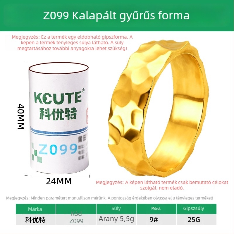 Ősi kalapács mintázatú gyűrű gipszöntő forma, kifinomult textúra, eljegyzési gyűrűk, ékszerkészítéshez – aranykovács eszközök