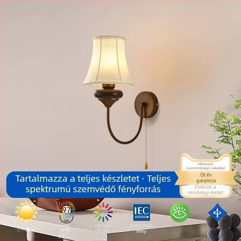 Hálószobai fali lámpa, vintage amerikai stílus, retro kialakítású a folyosóra és a nappaliba, kapcsolóval