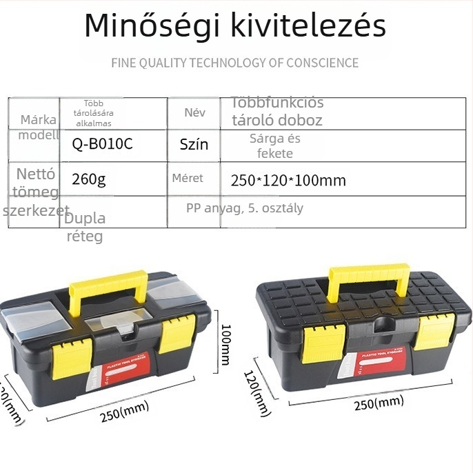 10 hüvelykes 510D szerszámosláda, két szintes tároló doboz mezőgazdasági gépekhez és elektromos csiszolóhoz, 48 darab/doboz