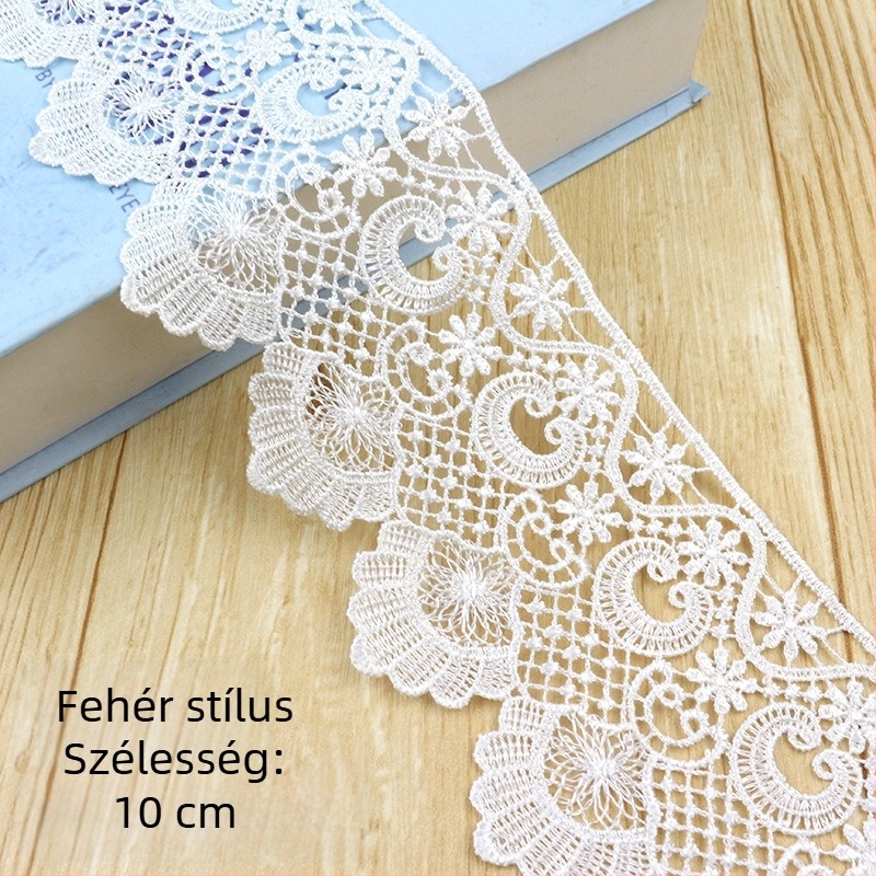 Vízoldható hímzett csipke ruházathoz – üreges hímzés, megvastagodott él, DIY textil kiegészítő