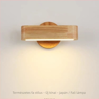 Skandináv stílusú, állítható falikar — minimalista hálószoba melletti olvasólámpa, japán stílus, természetes fa