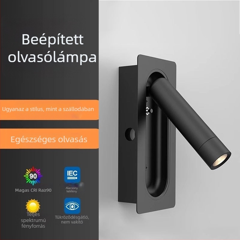Beépített falikar teljes spektrummal, forgó fejjel a hálószoba olvasásához és nordic stílusú folyosó világításához.