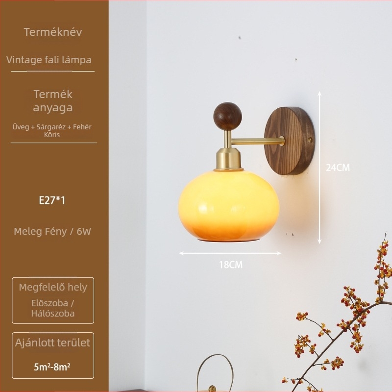 Francia vintage falikar, modern minimalist tervezés, hálószobai éjjeli lámpa, retro folyosó lámpa