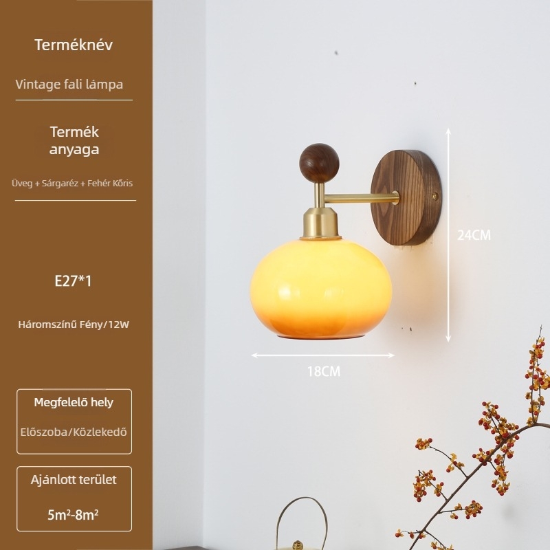 Francia vintage falikar, modern minimalist tervezés, hálószobai éjjeli lámpa, retro folyosó lámpa