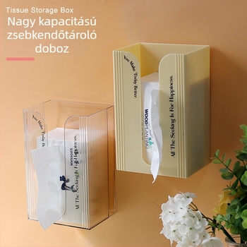Nagy kapacitású falra szerelhető papírzsepi doboz fürdőszobába, vízálló, fúrás nélküli
