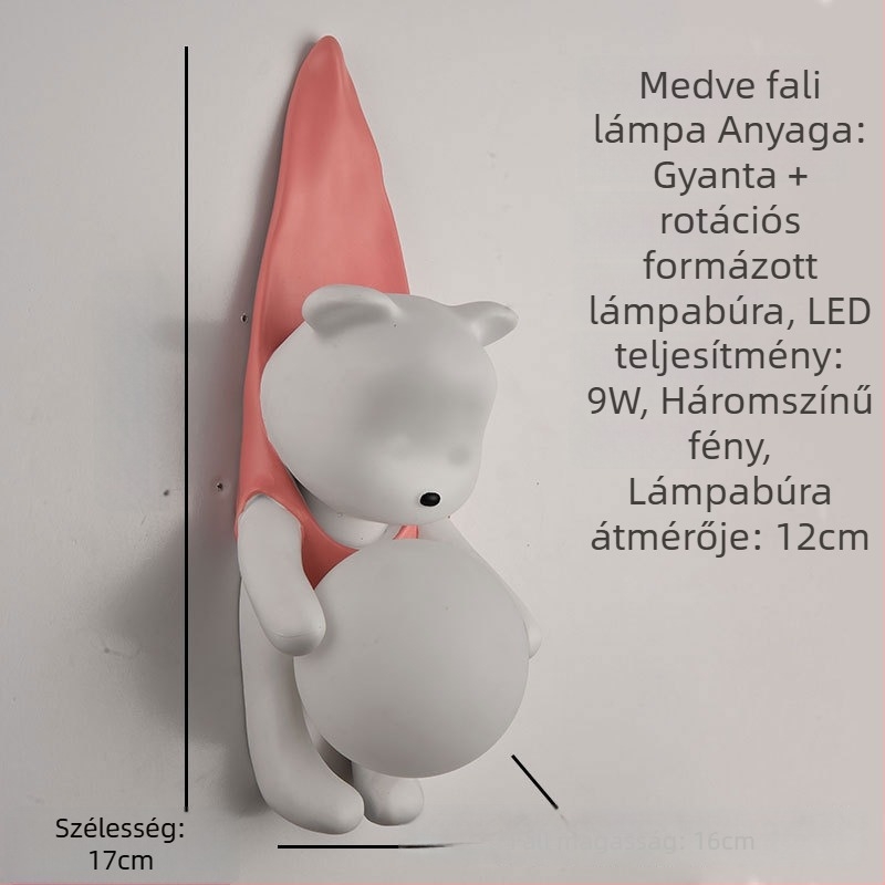 Gyerekek szobájába illő krém színű francia stílusú medve motívumú fali lámpa