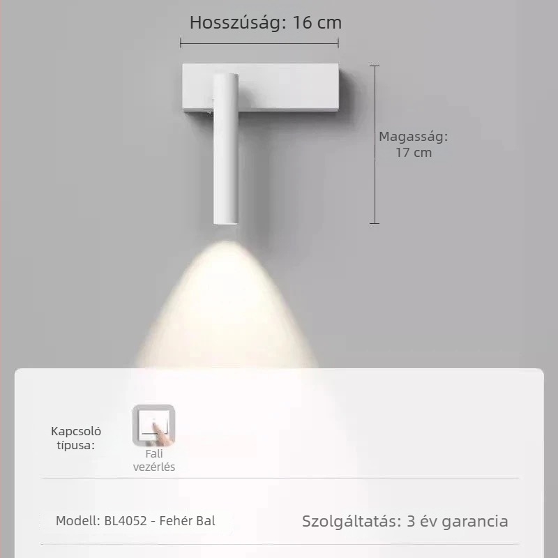 Elforgatható LED falikar olvasólámpa hálószobába