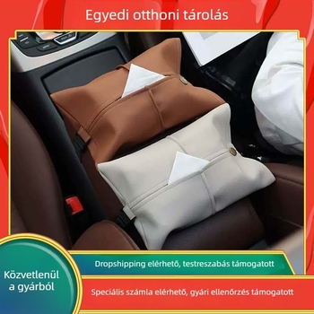 Minimalista bőr autópapírzsepi-tartó kartámasz tárolóval és napellenzőhöz akasztható dizájn