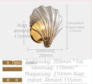 Könnyű luxus hálószobai fali lámpa, posztmodern minimalistus stílus, kagyló alakú TV-háttérfal, folyosóhoz, tejkávé színű üveg lámpa