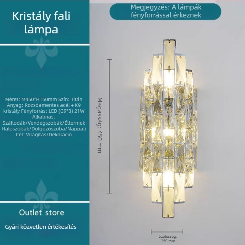Európai stílusú minimalist falikar a lépcsőházhoz és a folyosóra, kristály árnyékolóval