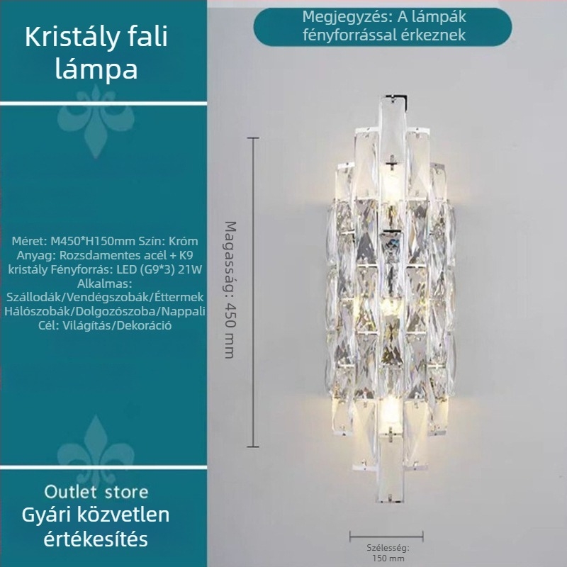 Európai stílusú minimalist falikar a lépcsőházhoz és a folyosóra, kristály árnyékolóval