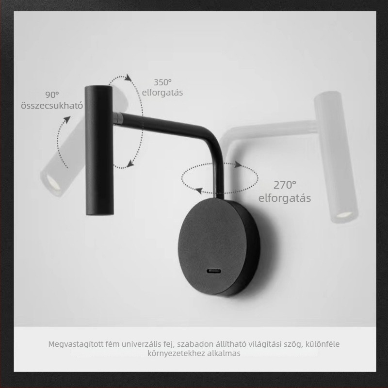 Minimalista falikar éjjeliszekrényhez LED-del, skandináv stílus, modern fény