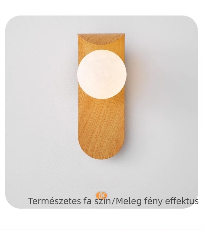 Fali lámpa hálószobába és folyosóra, retro wabi-sabi stílus, modern minimalista dizájn, dió színű felület, alkalmas folyosóra vagy dolgozószobára