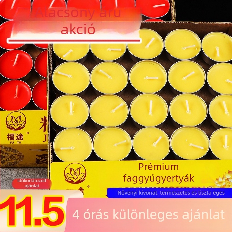 Buddha számára szánt vajlámpa, Bodhi lámpa, füstmentes, 4 órás égési idő, 100 darab növényi viasz gyertya, otthoni használatra