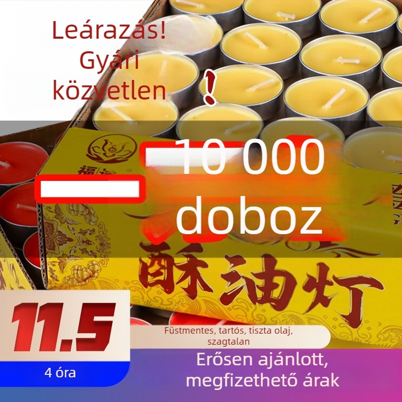 Buddha számára szánt vajlámpa, Bodhi lámpa, füstmentes, 4 órás égési idő, 100 darab növényi viasz gyertya, otthoni használatra