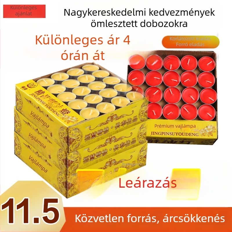 Buddha számára szánt vajlámpa, Bodhi lámpa, füstmentes, 4 órás égési idő, 100 darab növényi viasz gyertya, otthoni használatra
