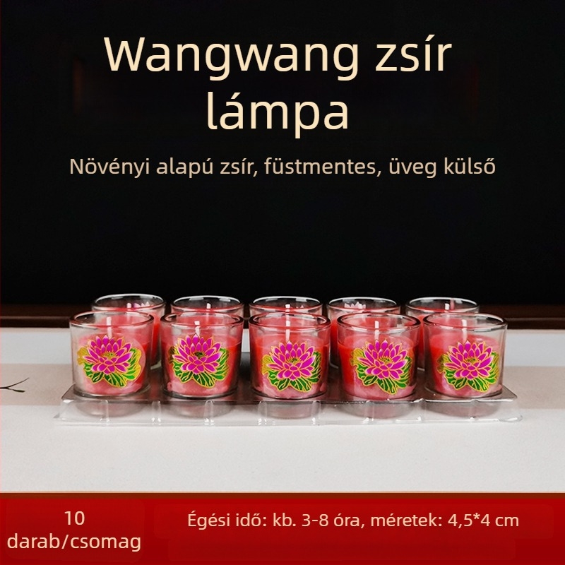 Üvegből készült vajlámpa a Buddhához, füstmentes és illatmentes, 10 darabos készlet