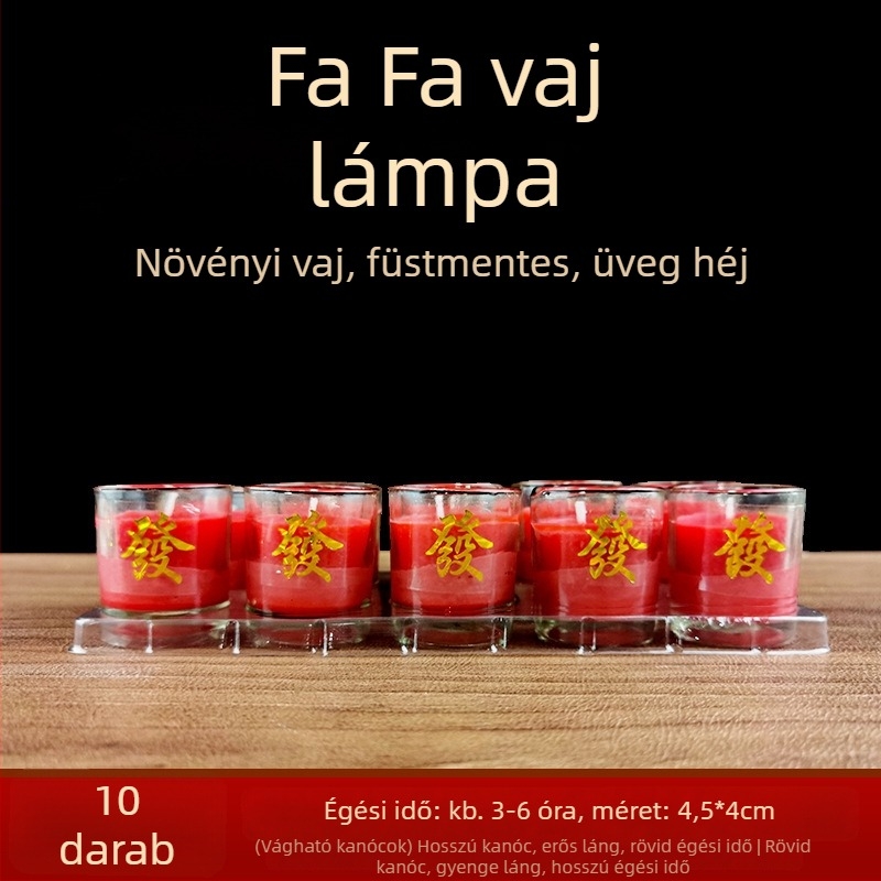Üvegből készült vajlámpa a Buddhához, füstmentes és illatmentes, 10 darabos készlet