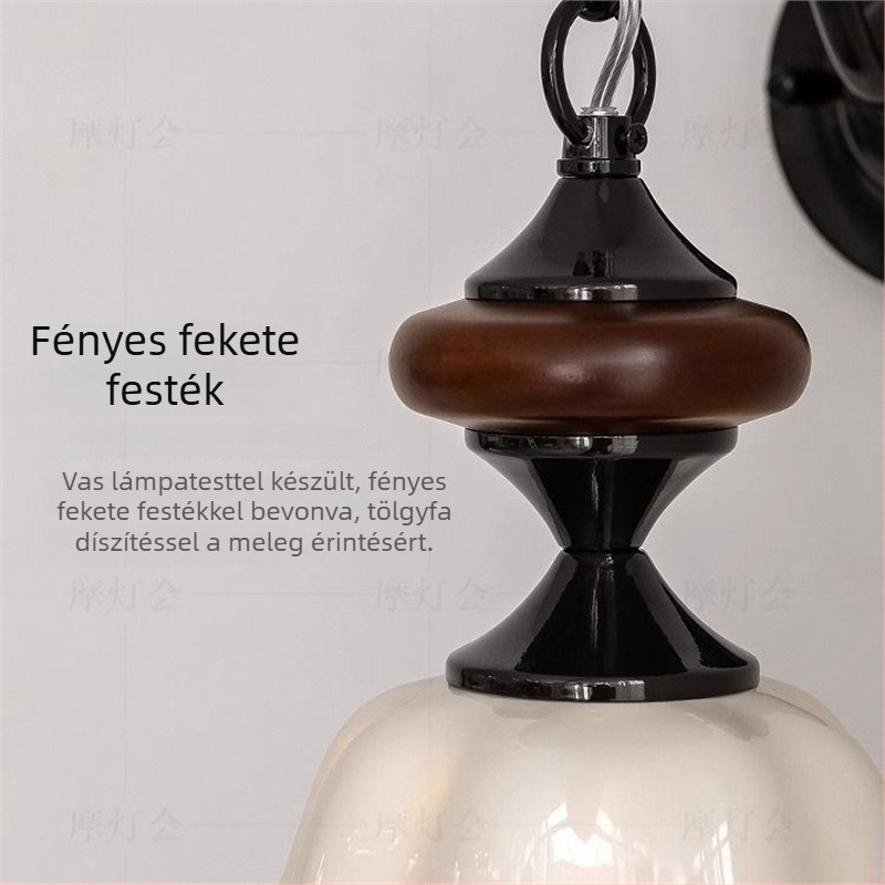 Jinbei fali lámpa kerámiás árnyékolóval, vas testtel, retro stílus, francia hangulat, hálószoba, nappali, folyosó és lépcső számára