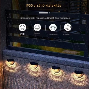 Napenergiás kültéri falikar udvarhoz, lépcső- és kerítésvilágítással, vízálló szenzoros éjszakai dekorációs lámpa romantikus hangulattal