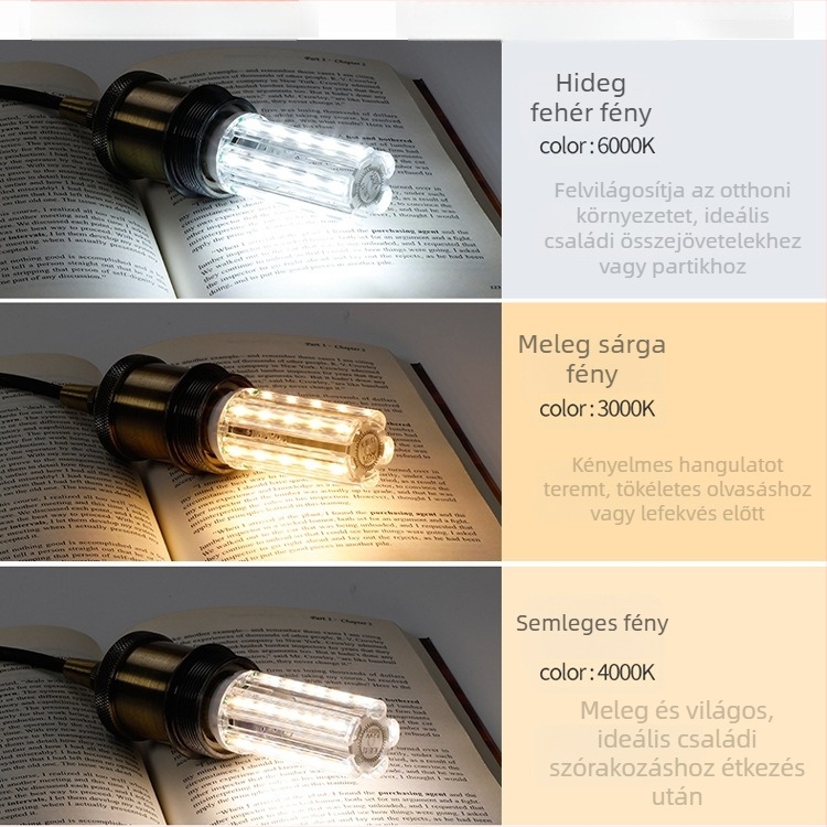 LED kukoricaizzó E27-es foglalattal, nagy fényerő, árnyékmentes, teljes teljesítmény, három színhőmérsékletű gyertyafény, nappaliba