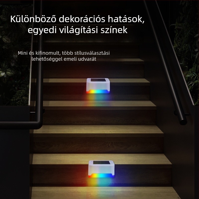 Napelemes lépcsőfény – kültéri falikar, vízálló dekoratív falfény kerthez és kerítéshez