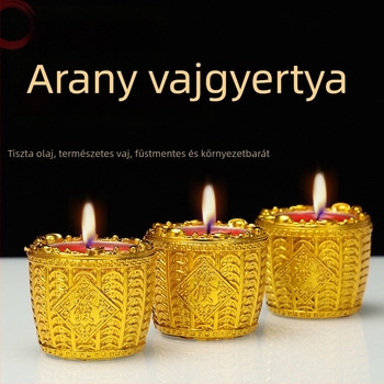 Cornucopia vajlámpa, füstmentes, 4 órás öröklámpa Buddhához, piros gyertya kínai új évre