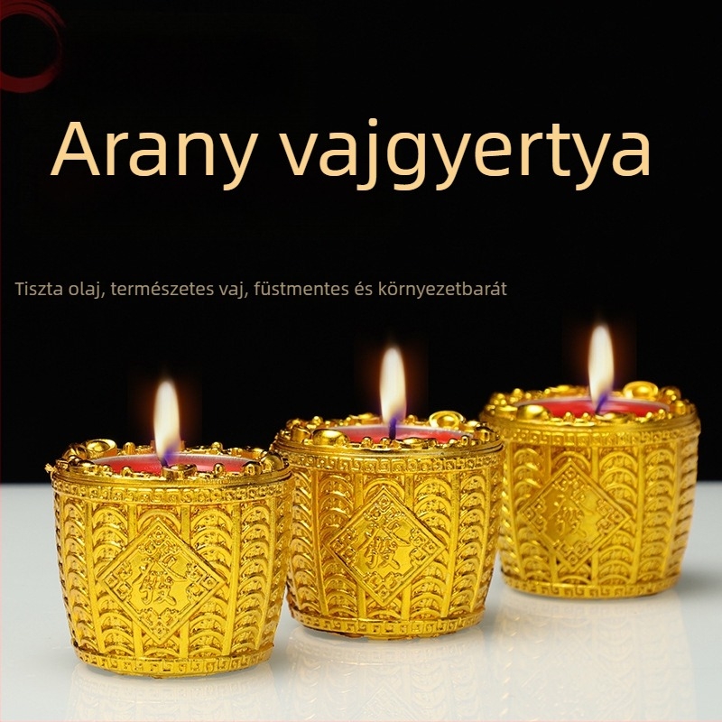Cornucopia vajlámpa, füstmentes, 4 órás öröklámpa Buddhához, piros gyertya kínai új évre