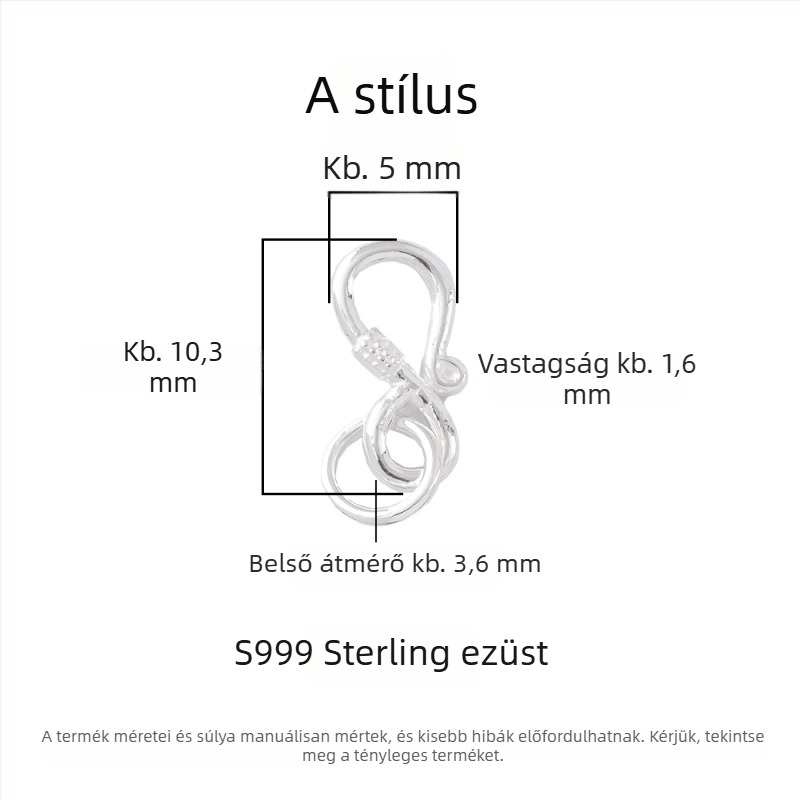 S999 ezüst matt, vintage homárkapocs DIY nyaklánc és karkötő összekötő ékszer