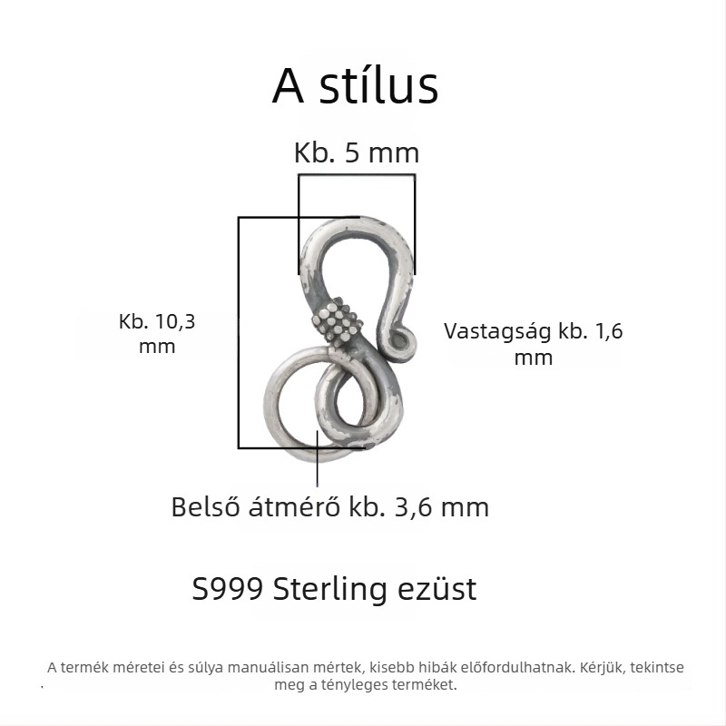 S999 ezüst matt, vintage homárkapocs DIY nyaklánc és karkötő összekötő ékszer
