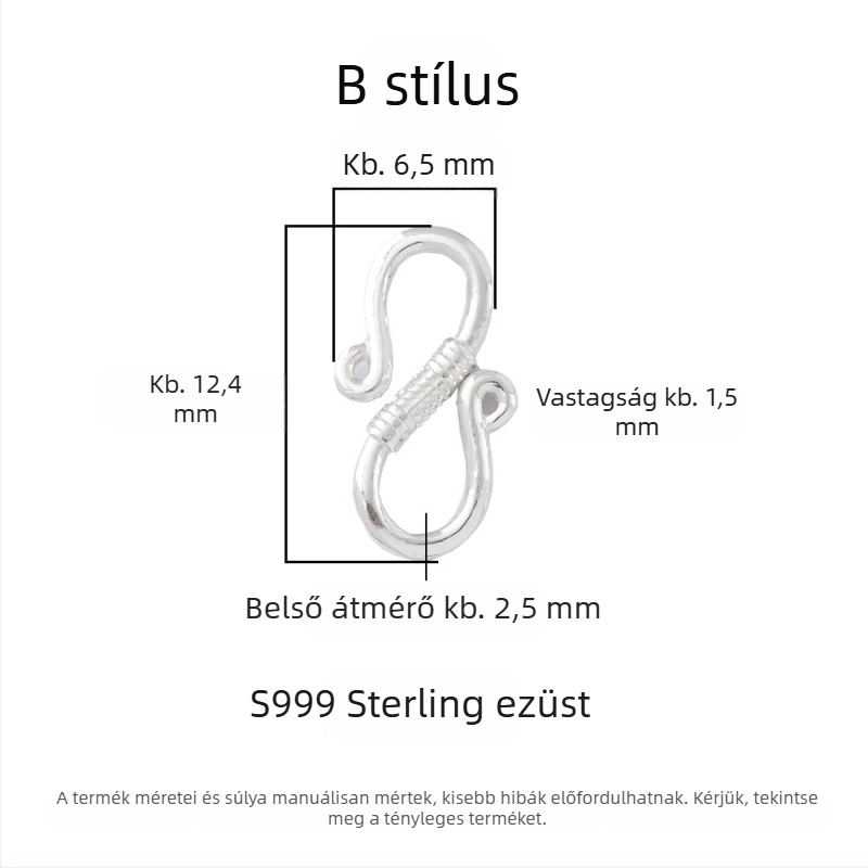 S999 ezüst matt, vintage homárkapocs DIY nyaklánc és karkötő összekötő ékszer
