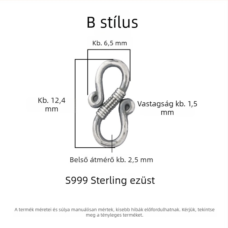 S999 ezüst matt, vintage homárkapocs DIY nyaklánc és karkötő összekötő ékszer
