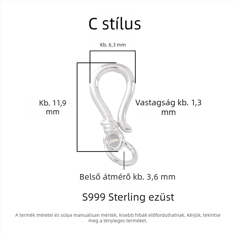 S999 ezüst matt, vintage homárkapocs DIY nyaklánc és karkötő összekötő ékszer