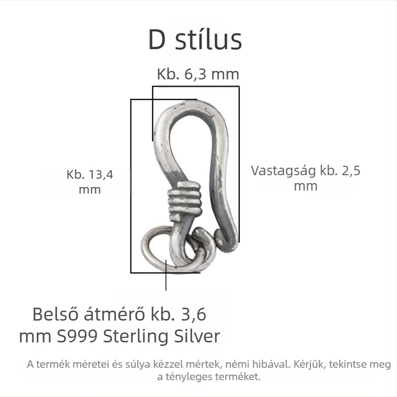 S999 ezüst matt, vintage homárkapocs DIY nyaklánc és karkötő összekötő ékszer