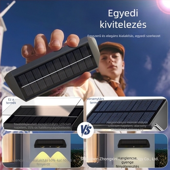 Napelemes kültéri LED falikar színes hangulatvilággal, IP65 vízálló, kerthez