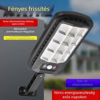Napelemes kültéri kerti lámpa beépített érzékelővel és falikarral – vízálló LED utcai világítás, nagy fényerő