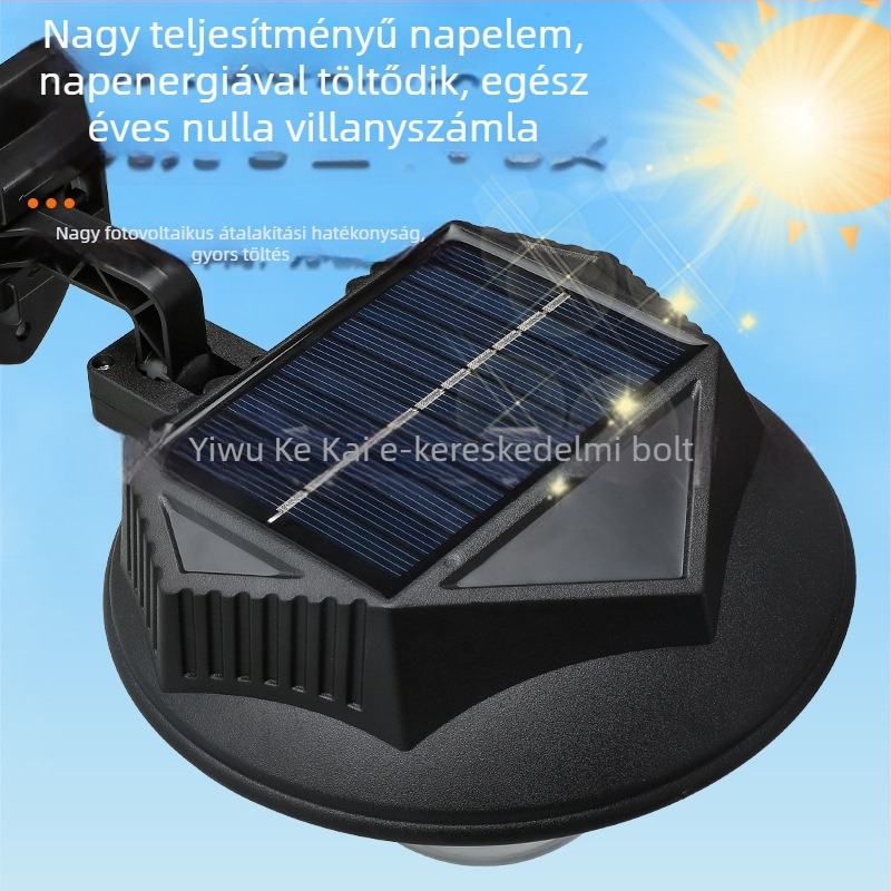 Napelemes falikar wolframszálas vezetékes, mozgásérzékelős, kültéri udvarhoz, függő csillár űrdiszk alakban