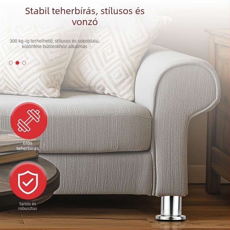 Kanapé-, szekrény- és ágy lábak – egyenes cső alakú lábak, elektrokromált acélból